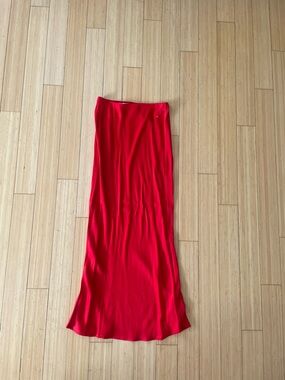 Anthropologie Red Maxi Slip Skirt